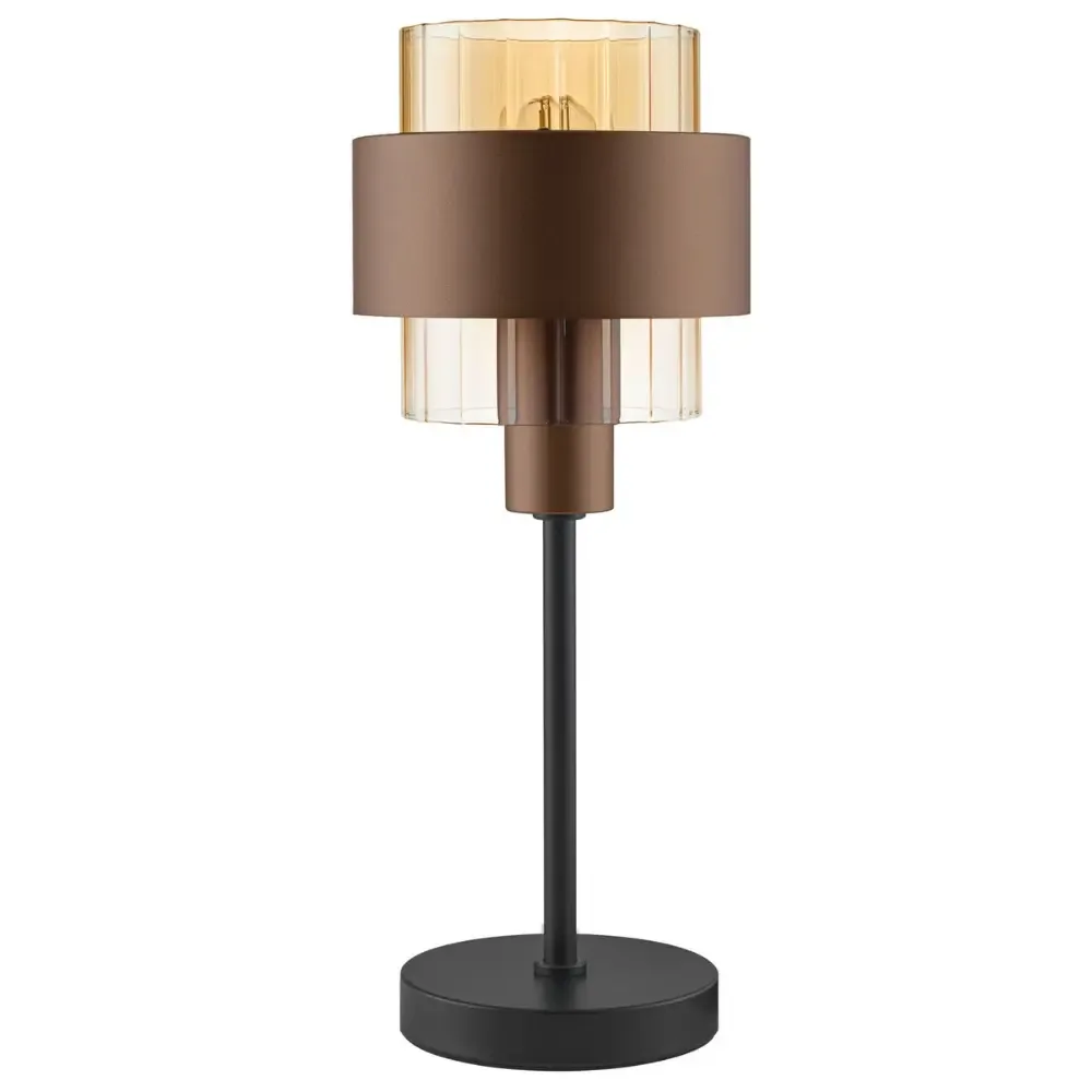 Nova Luce Hnědá skleněná stolní lampa Serena