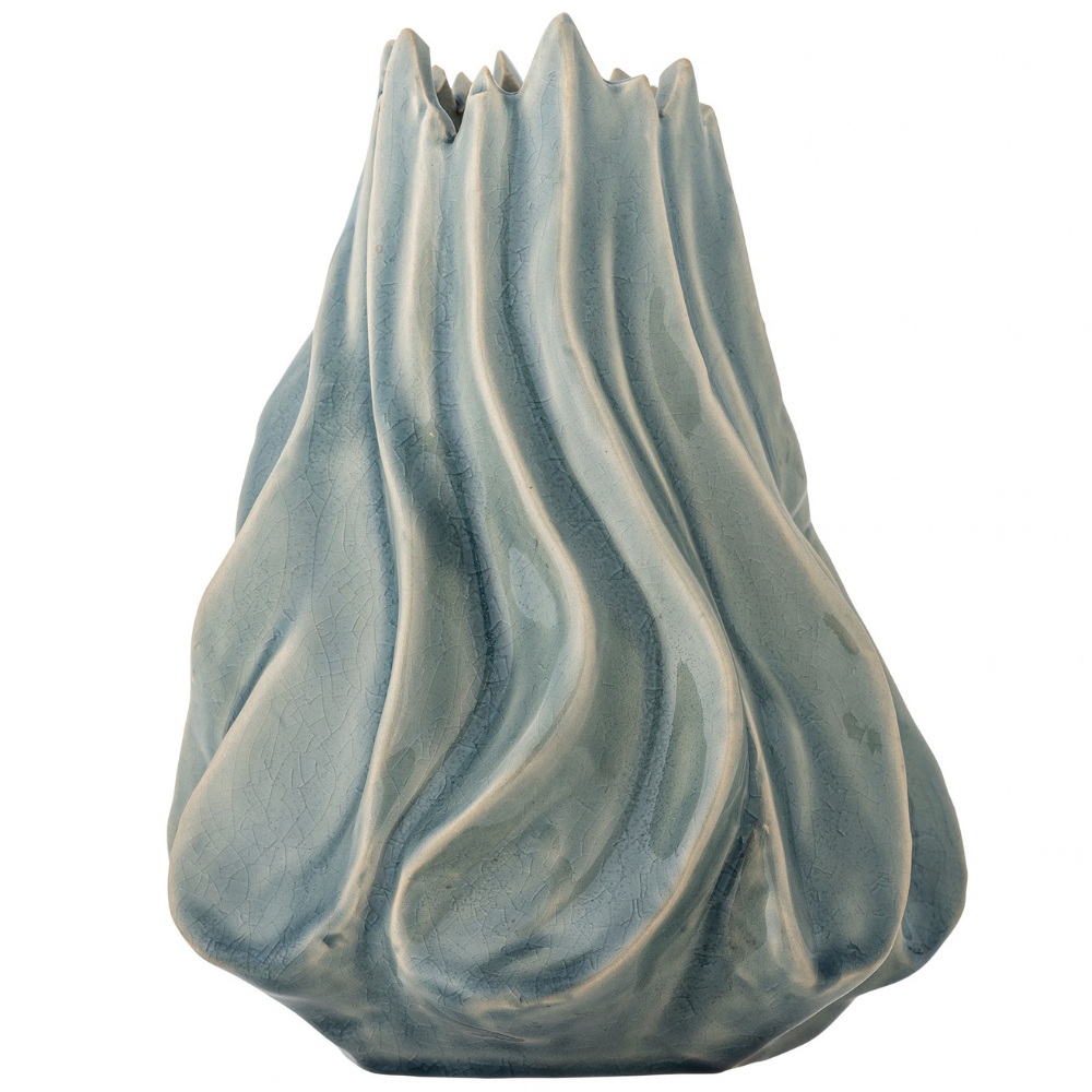Bloomingville Světle modrá kameninová váza Dilara 18 cm Bloomingville